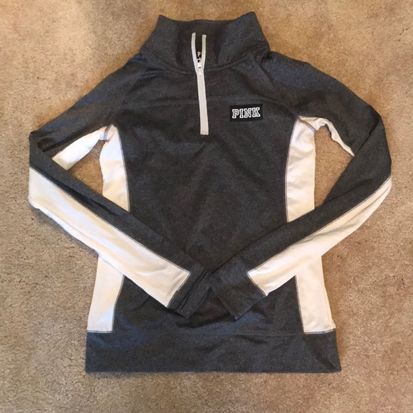 PINK Victoria's Secret Tops - PINK Gray and White Half Zip